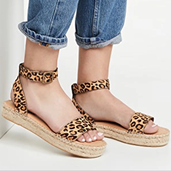 Soludos leopard/cheetah calf hair ankle strap espadrille sandals - Picture 5 of 8